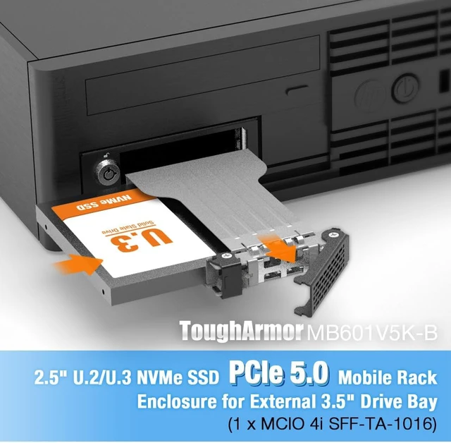 Alt view image 7 of 7 - ICY DOCK ToughArmor EX MB601V4KW-B Ruggedized 1 Bay 2.5" U.2/U.3 NVMe SSD Mobile Rack Enclosure with Water-Resistant Front Cover (1 x U.2 SFF-8639)