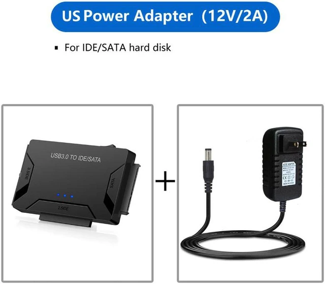Alt view image 6 of 7 - USB 3.0 to IDE/SATA Converter Hard Drive Adapter with Power Switch for 2.5"/3.5"SATA HDD/SSD & IDE HDD Drives Optical Drive, Support 6TB, Include 12V 2A Power Adapter & USB 3.0 Cable