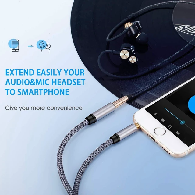 Alt view image 2 of 7 - Audio Auxiliary Stereo Audio AUX Extension Cable 3.5mm Stereo Jack Male to Female, Stereo Jack Cord for Phones, Headphones,Tablets and More