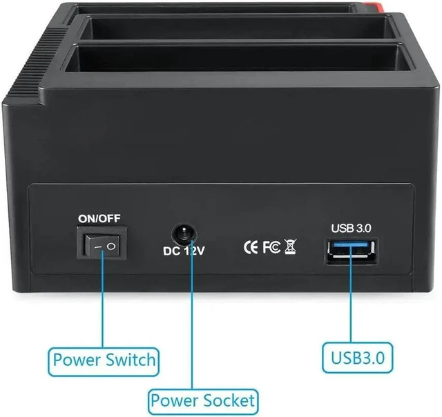 Alt view image 3 of 6 - USB3.0 To SATA IDE HDD 3 Bay External Hard Disk Docking Station for 2.5 & 3.5 inch SATA I/II/III HDD SSD Offline Clone HUB Card Reader 12V/3A Power Supply Max Up to 12TB