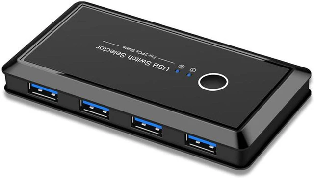 Alt view image 6 of 7 - USB 3.0 Switcher Selector 2 Computers Sharing 4 USB Devices KVM Switch Hub Adapter for Keyboard Mouse Printer Scanner U-Disk, Hard Drives, Headsets, KVM Console Box Compatible with Mac/Windows/Linux