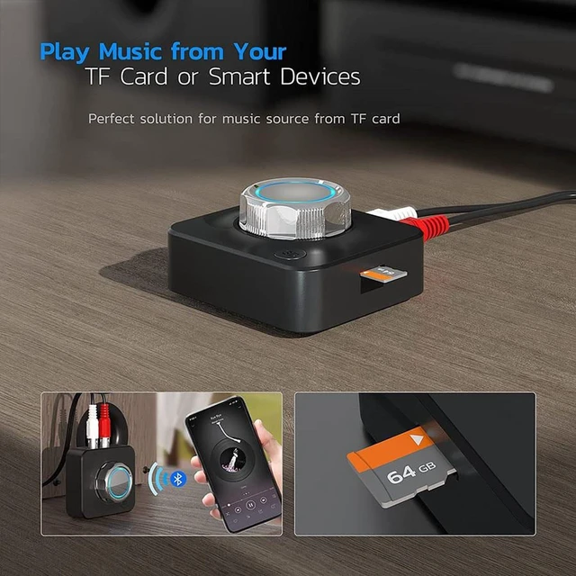 Alt view image 6 of 7 - 2 pack Bluetooth Audio Receiver, Hannord Wireless Audio Adapter for Home Stereo Music Streaming System with 3.5mm RCA/ LR Audio Support TF Card, Works with Smartphones and Tablets