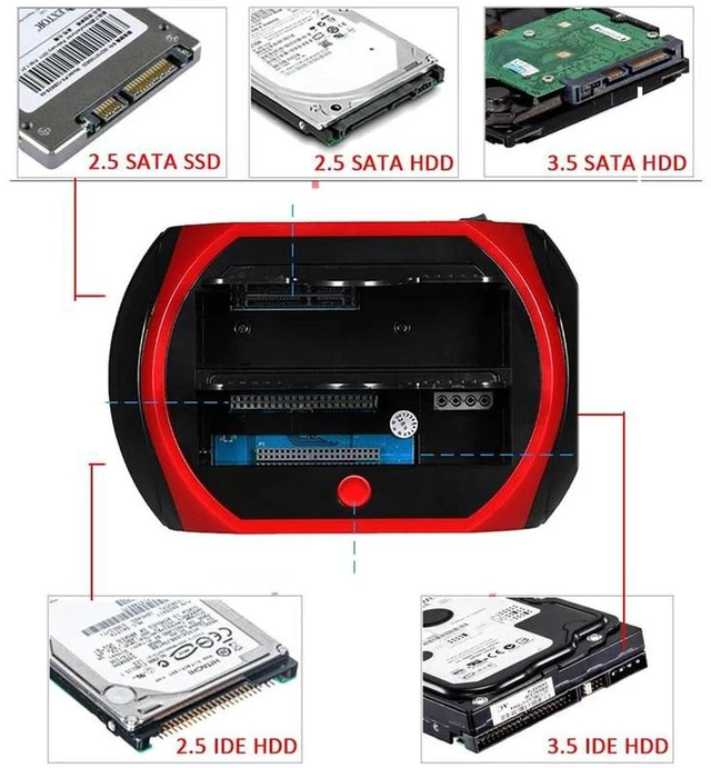 Alt view image 4 of 7 - All in 1 HDD Docking,2.5''/3.5'' SATA Multi-Function HDD Docking Station SATA Hard Disk Base USB HUB Reader