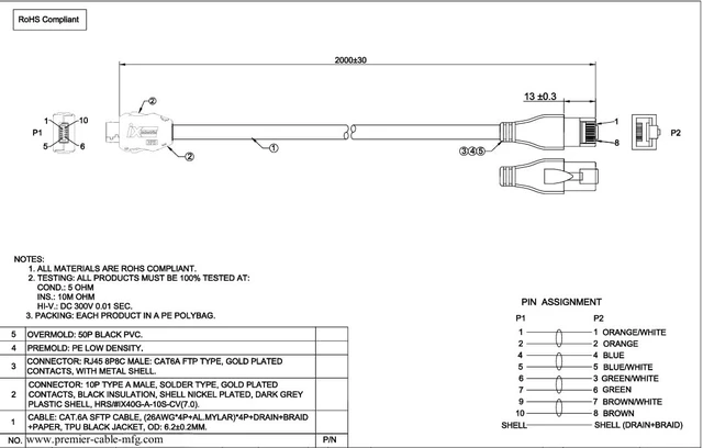 Alt view image 4 of 5 - IX Industrial RJ45 Cat6A Ethernet Cable IX40G-A-10S-CV(7.0) IX A Key to RJ45 Male Plug Shielded SFTP Industrial Outdoor Network Cable for Machine Vision Industrial Camera PoE(2M)