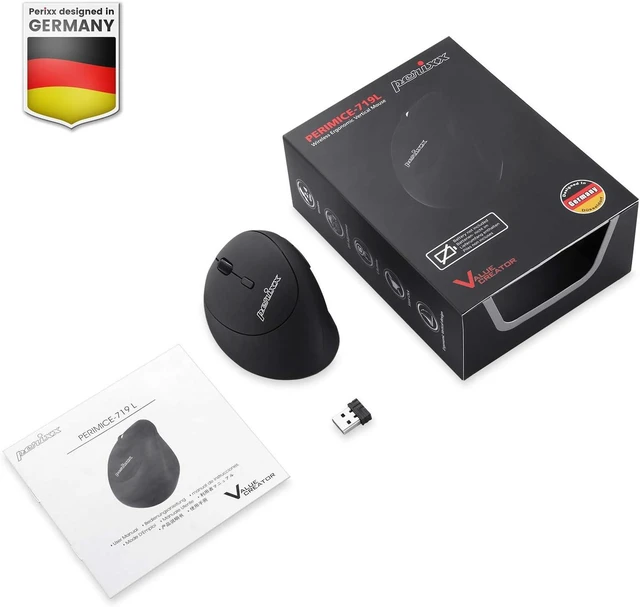 Alt view image 4 of 7 - Perixx Perimice-719L, Left Handed Wireless Vertical Mouse, Portable Size for Laptops Computer, 3 Level DPI