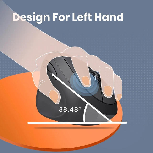 Alt view image 3 of 7 - Perixx Perimice-719L, Left Handed Wireless Vertical Mouse, Portable Size for Laptops Computer, 3 Level DPI