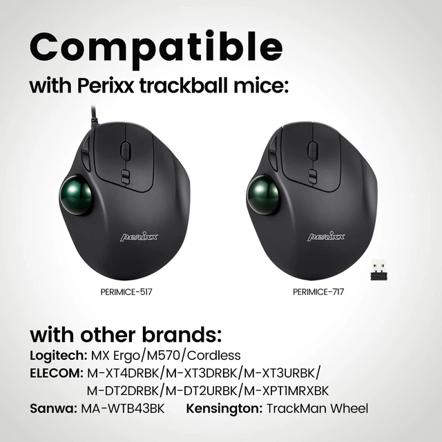 Alt view image 2 of 7 - Perixx Peripro-303GLG Trackball, 1.34 Inch Replacement Ball for Perimice and M570, Glossy Green