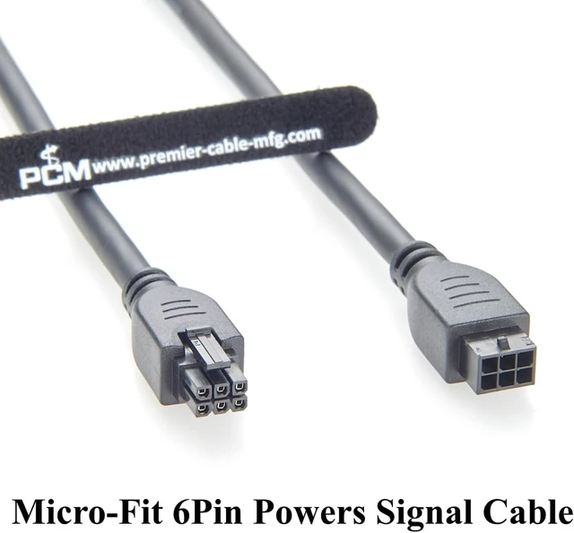 Alt view image 2 of 7 - Micro-Fit 3.0 6Pin Male Plug to Female Receptacle Cable Dual Row 6 Circuits Power and Signal Assembly Compatible with 430200601 to 430250600 (1PC, 2M/6.6FT)
