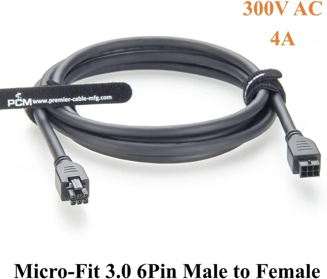 Alt view image 3 of 7 - Micro-Fit 3.0 6Pin Male Plug to Female Receptacle Cable Dual Row 6 Circuits Power and Signal Assembly Compatible with 430200601 to 430250600 (1PC, 2M/6.6FT)
