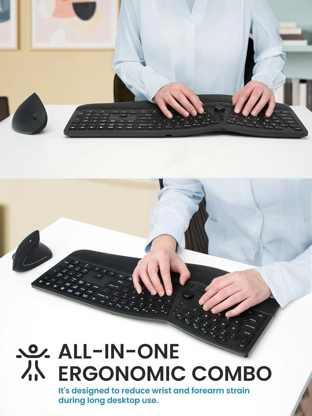 Alt view image 4 of 7 - Perixx Periduo-614US, Wireless Quiet Ergonomic Keyboard and Vertical Mouse Combo - Adjustable Palm Rest - Laptop X Type Scissor Keys - Rechargeable Feature - US English