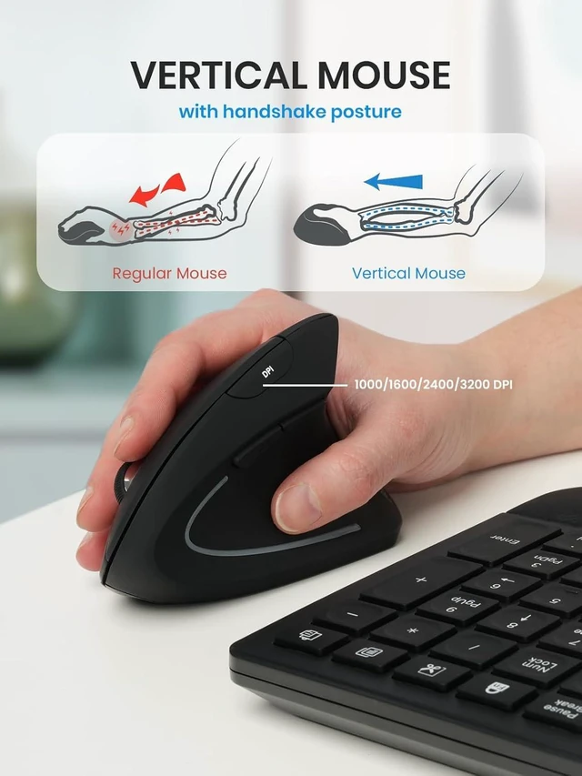 Alt view image 3 of 7 - Perixx Periduo-614US, Wireless Quiet Ergonomic Keyboard and Vertical Mouse Combo - Adjustable Palm Rest - Laptop X Type Scissor Keys - Rechargeable Feature - US English