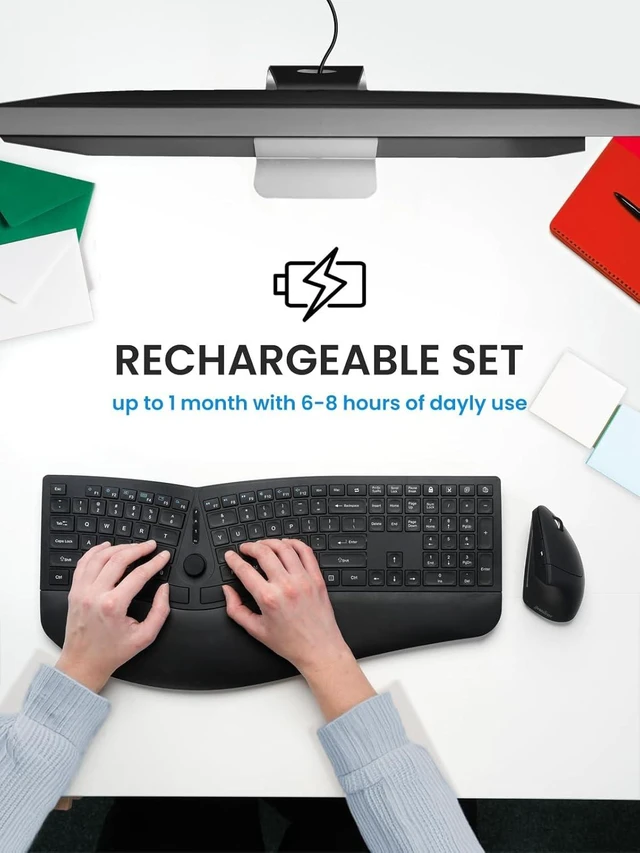Alt view image 6 of 7 - Perixx Periduo-614US, Wireless Quiet Ergonomic Keyboard and Vertical Mouse Combo - Adjustable Palm Rest - Laptop X Type Scissor Keys - Rechargeable Feature - US English