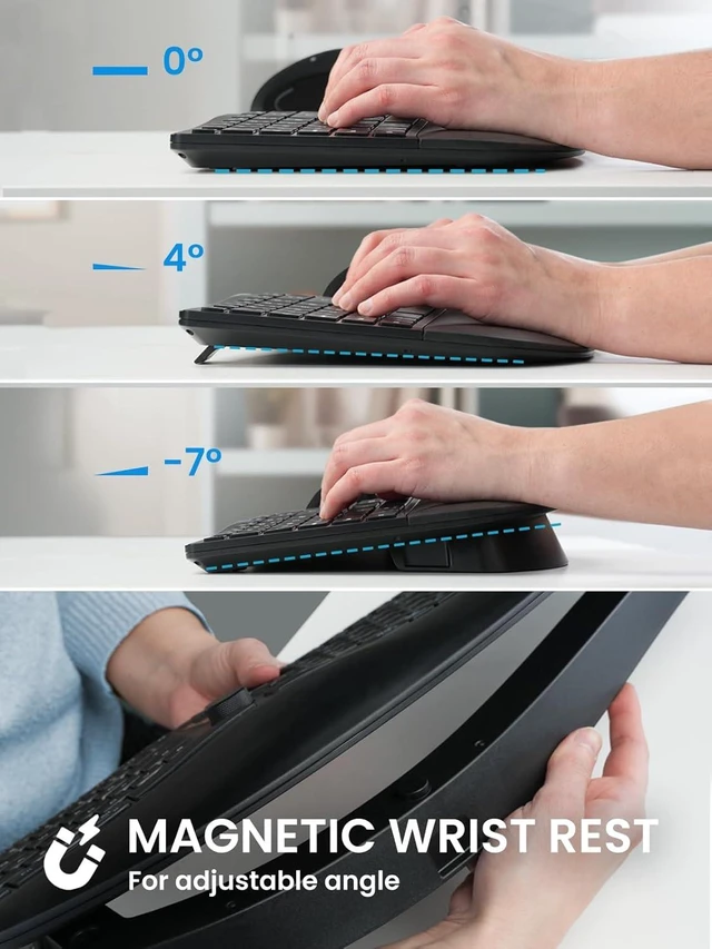 Alt view image 5 of 7 - Perixx Periduo-614US, Wireless Quiet Ergonomic Keyboard and Vertical Mouse Combo - Adjustable Palm Rest - Laptop X Type Scissor Keys - Rechargeable Feature - US English