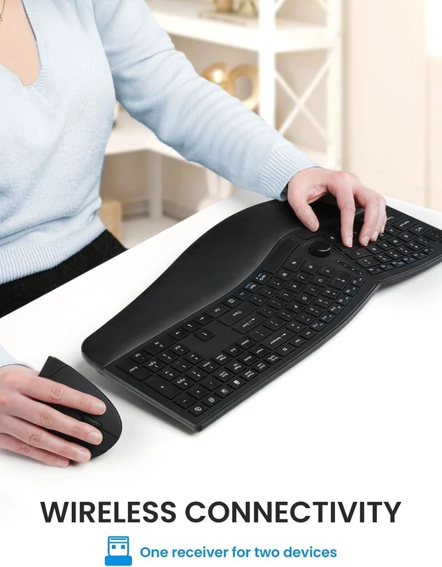 Alt view image 7 of 7 - Perixx Periduo-614US, Wireless Quiet Ergonomic Keyboard and Vertical Mouse Combo - Adjustable Palm Rest - Laptop X Type Scissor Keys - Rechargeable Feature - US English