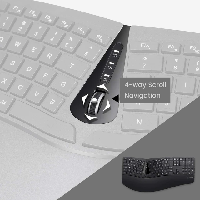 Alt view image 6 of 7 - Perixx Periduo-605, Wireless Ergonomic Split Keyboard and Vertical Mouse Combo, Adjustable Palm Rest and Membrane Low Profile Keys, Black, US English Layout (11633)