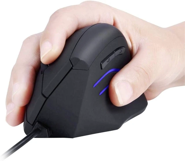 Alt view image 2 of 7 - Perixx PERIMICE-508II Wired Vertical Ergonomic Mouse - 6 Buttons, Adjustable DPI 1000/1600/3200/6400, Optical Sensor, USB Plug and Play, Right-Handed, Black