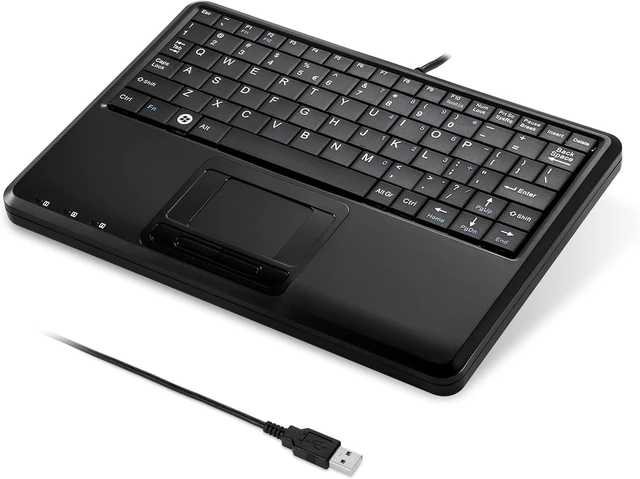 Alt view image 5 of 5 - Perixx PERIBOARD-510H Plus, Wired Super Mini USB Touchpad Keyboard, X Type Scissor Keys with 2 Built-in Hubs, Black, US English Layout (11005)