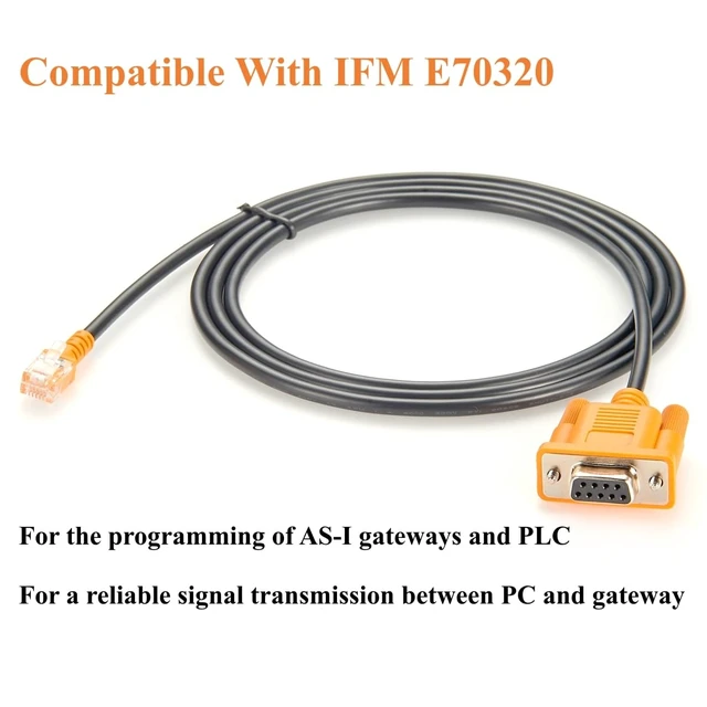 Alt view image 2 of 5 - Programming Cable DB9 RS232 Female to RJ12 6P6C Male for AS-Interface Gateway/PLC Compatible with IFM E70320(1.55M)