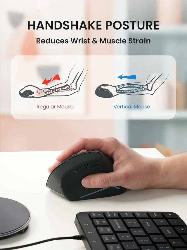 Alt view image 4 of 6 - Perixx PERIMICE-715RX Coreless Rechargeable Vertical Mouse - Duo Wired and Wireless Charging Feature - Charger Included - Right-Handed - Black