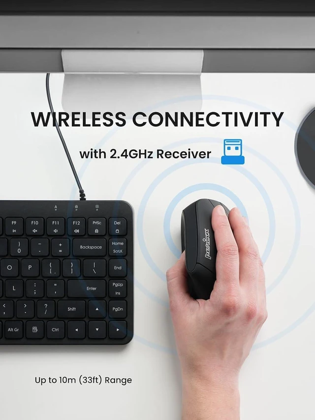 Alt view image 5 of 6 - Perixx PERIMICE-715RX Coreless Rechargeable Vertical Mouse - Duo Wired and Wireless Charging Feature - Charger Included - Right-Handed - Black