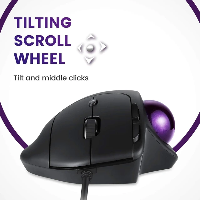Alt view image 3 of 7 - Perixx PERIMICE-520 Wired USB Ergonomic Programmable Trackball Mouse, Adjustable Angle, 8 Button Design, Black (PM-520-11447)