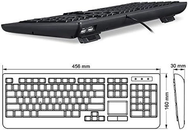 Alt view image 2 of 6 - Perixx Periboard-313 Wired USB Backlit Keyboard with Touchpad, Full Size Layout, 3 Level LED Backlit Design, Black, US English Layout (11445)