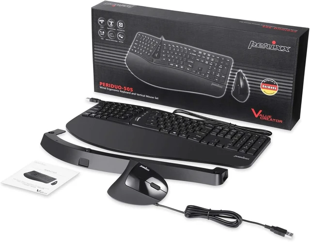 Alt view image 3 of 7 - Perixx PERIDUO-505ES - Combo Teclado y Ratón ergonómico con Disposición de Teclas Dividida - Reposamuñecas Ajustable - QWERTY Español