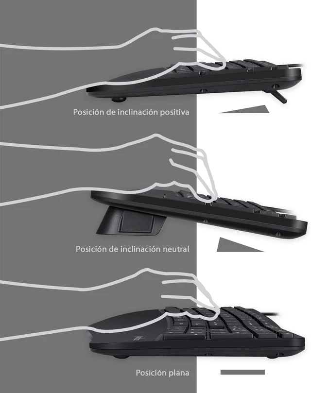 Alt view image 5 of 7 - Perixx PERIDUO-505ES - Combo Teclado y Ratón ergonómico con Disposición de Teclas Dividida - Reposamuñecas Ajustable - QWERTY Español