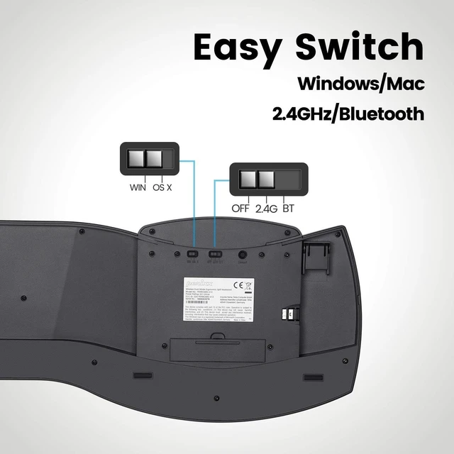 Alt view image 4 of 7 - Perixx Wireless Ergonomic Keyboard with Gel Wrist Rest Bundle