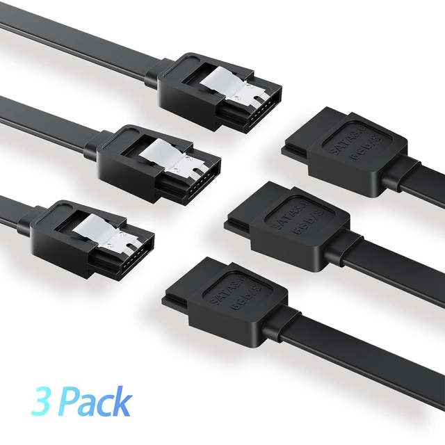 Alt view image 7 of 7 - SATA Cable III for SSD HDD Data 3 PCS 6Gbps 15 Inch (Black, Unbraided) Black Red Blue 3 PCS 6Gbps Straight Angle 15 Inch Sata Data Cable Compatible for SATA Hard Drive CD Driver, CD Writer