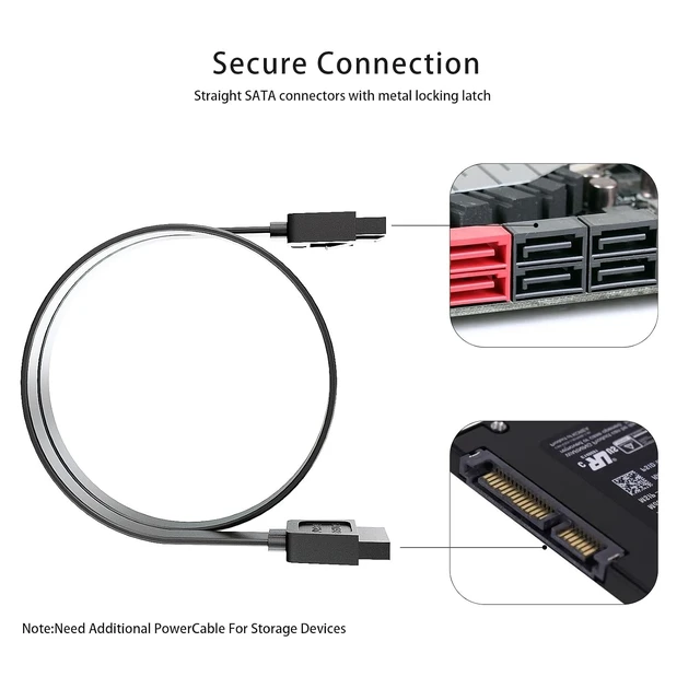 Alt view image 4 of 7 - SATA Cable III for SSD HDD Data 3 PCS 6Gbps 15 Inch (Black, Unbraided) Black Red Blue 3 PCS 6Gbps Straight Angle 15 Inch Sata Data Cable Compatible for SATA Hard Drive CD Driver, CD Writer