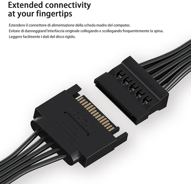 sata Power Splitter Cable 6 Way, 15 Pin SATA to 6 for HDDSSDOptical ...