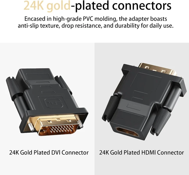 Alt view image 4 of 7 - DVI to HDMI Adapter, 3-Pack Bi-Directional DVI(24+1) Male to HDMI Female with Gold-Plated Cord,Support 1080P for Computer, Monitor, Projector, TV, PS3/4/5 Nintendo Switch