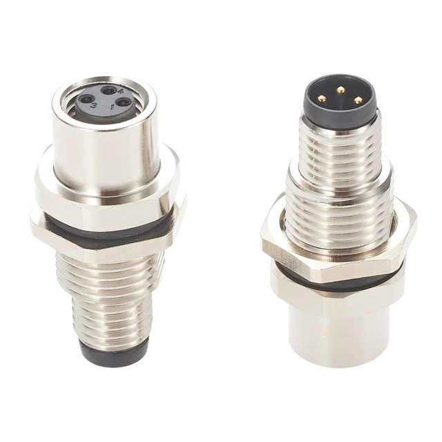 Alt view image 3 of 6 - M8 A-Code 3 Pin Male to Female Bulkhead Connector Straight Industrial Sensor Circular Connector IP67 Shielded Feedthrough Panel Mount Socket Receptacle For Control Cabinet I/O System Automation (2PCS)