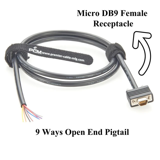 Alt view image 6 of 6 - Micro DB9 Female to Open Free End Cable Micro-D 9 Pin Serial Pigtail Cable Compatible with 834219044 (1.6M)