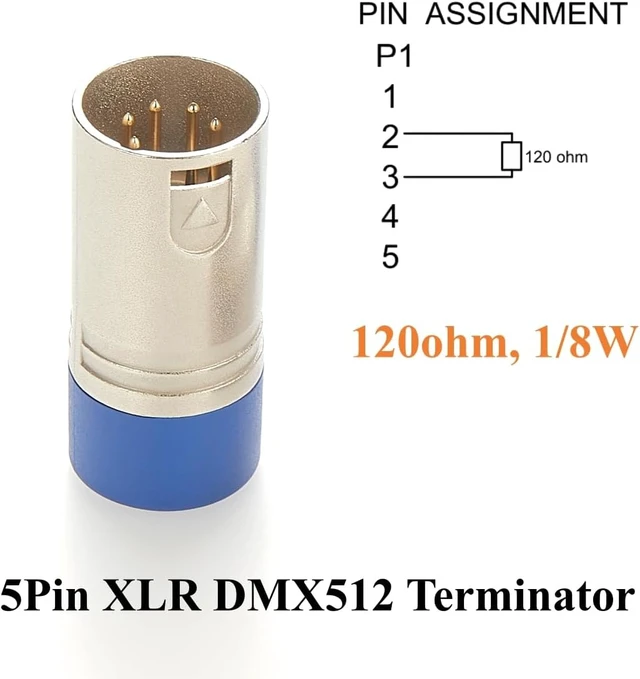 Alt view image 3 of 5 - 5Pin XLR DMX512 Terminator 120 Ohm DMX512 End of Line Termination Resistor XLR Male Plug Signal Stabilizer Lighting Accessories for LED Wash, DJ Light Bars, DJ Control Console (5Pin)