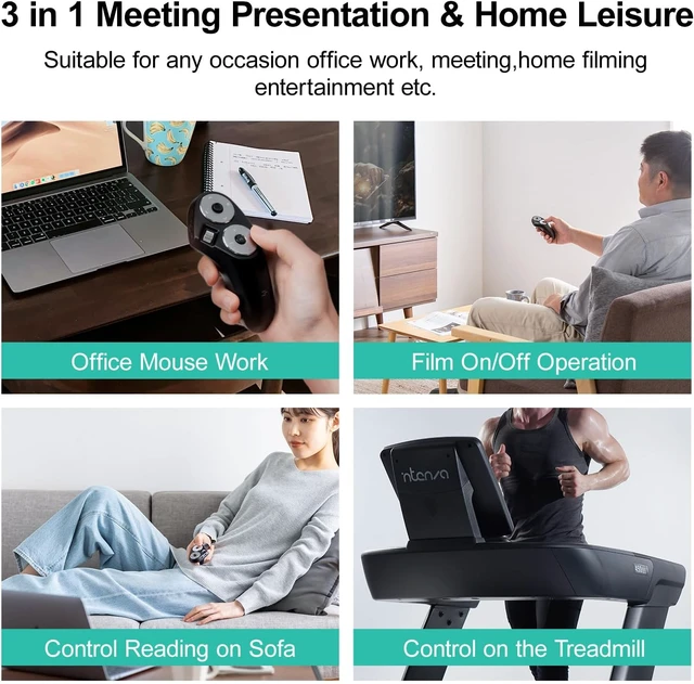 Alt view image 3 of 7 - Bluetooth + 2.4G Wireless Handheld Mouse, 3 in 1 Presentation Clicker, Remote Air Mouse with Scroll, Portable Finger Mice, Rechargeable PPT Slide, Compatible with Mac, PC, Laptop, Phone, Tablet