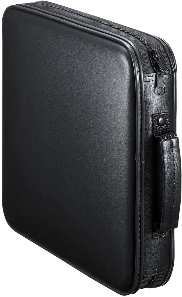 Alt view image 6 of 7 - 160 Capacity CD Case, Large CD Sleeves, Portable DVD VCD Storage Box, Portable Zipper Bag, EVA Protective Blu-ray Wallet with Handle, For Car, Home, Office, Games Disc, Audio Music, Black
