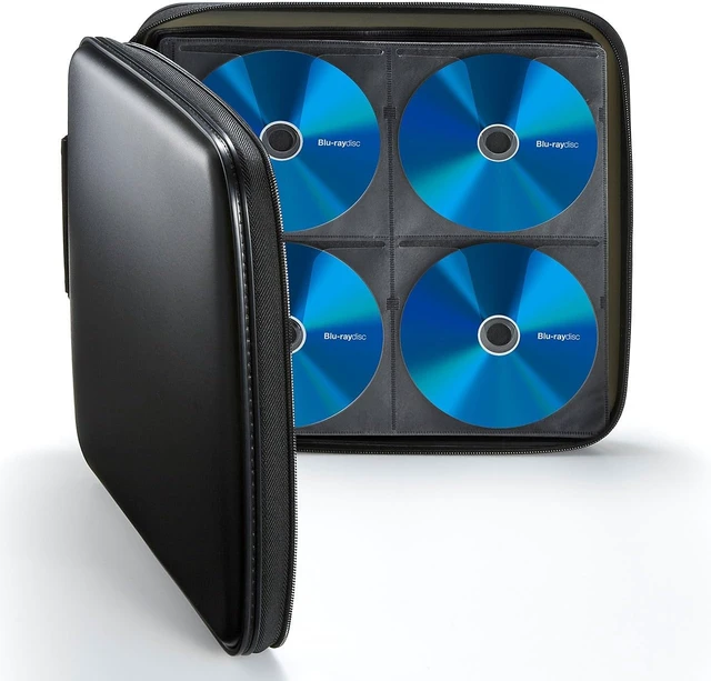 Alt view image 3 of 7 - 160 Capacity CD Case, Large CD Sleeves, Portable DVD VCD Storage Box, Portable Zipper Bag, EVA Protective Blu-ray Wallet with Handle, For Car, Home, Office, Games Disc, Audio Music, Black