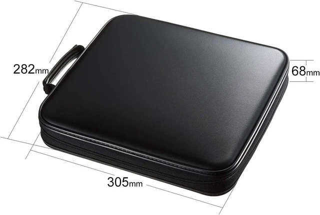 Main image of 160 Capacity CD Case, Large CD Sleeves, Portable DVD VCD Storage Box, Portable Zipper Bag, EVA Protective Blu-ray Wallet with Handle, For Car, Home, Office, Games Disc, Audio Music, Black