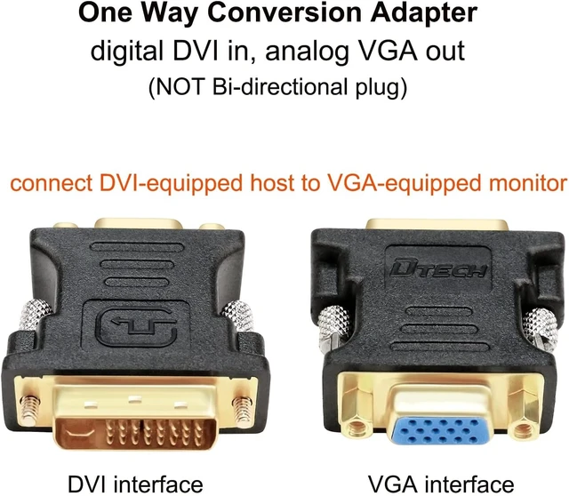 Alt view image 2 of 7 - DVI to VGA Adapter DVI-D Male to VGA Female Converter 1080P Video Connector 24+1 Pin for Monitor Computer Projector