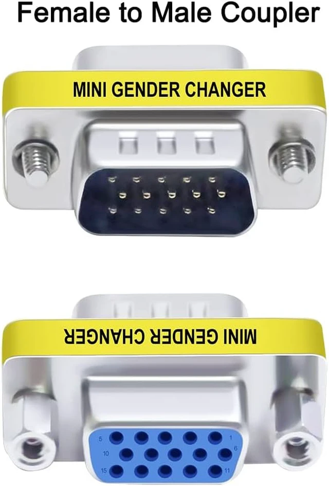 Alt view image 3 of 7 - 3-Pack VGA Connector Female to Female Gender Changer Male to Female Adapter, Male to Male Coupler