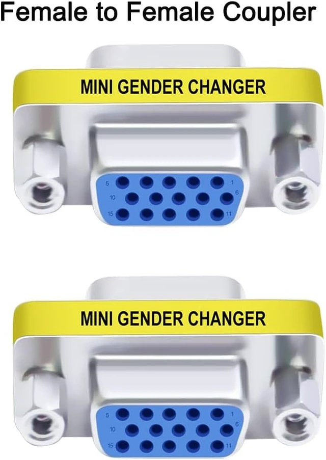 Alt view image 2 of 7 - 3-Pack VGA Connector Female to Female Gender Changer Male to Female Adapter, Male to Male Coupler
