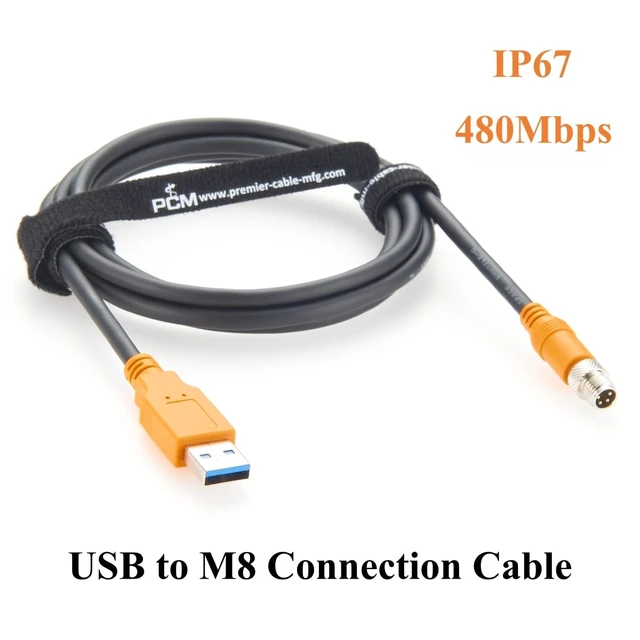 Alt view image 6 of 6 - M8 A Code 4Pin Male to USB 3.0 A Male Cable IP67 480Mbps Industrial USB 3.0 Connection Cable Compatible with IFM E30136 for Industrial Automation, Control Systems, PLC, Sensors(1.5M/4.92FT)