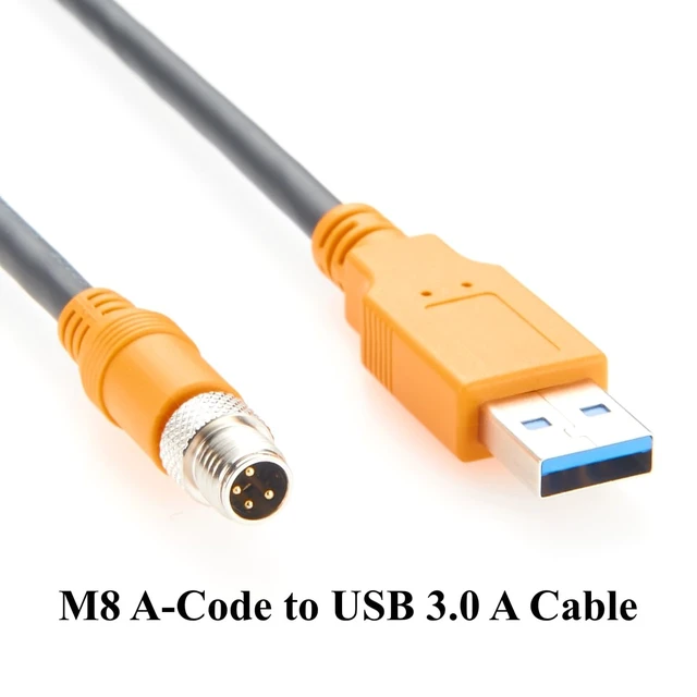 Alt view image 5 of 6 - M8 A Code 4Pin Male to USB 3.0 A Male Cable IP67 480Mbps Industrial USB 3.0 Connection Cable Compatible with IFM E30136 for Industrial Automation, Control Systems, PLC, Sensors(1.5M/4.92FT)