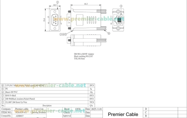 Alt view image 6 of 7 - RJ45 to DB9 Male Crossover Serial Adapter Compatible with ADB0037 RS232 Console Converter for Servers, Routers (DB9 Male) DB9 Female