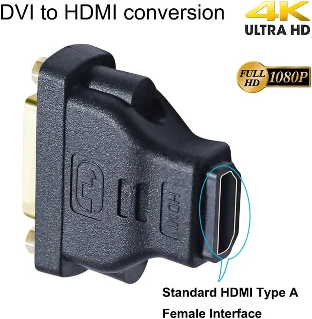 Alt view image 4 of 7 - DVI Female to HDMI Female Adapter HDMI to DVI-I Converter Bi-Directional 24+5 Port 4K 1080p Video for Computer Monitor PC TV Box Home Cinema Display