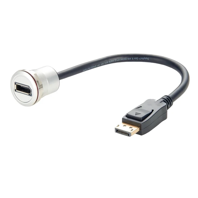Alt view image 4 of 6 - Displayport 1.2 Male to Female Extension Cable 4K@60Hz DP to DP Flush Dash Panel Mount Converter Pass Through Threaded Fixed Bulkhead Adapter Cord for HDTV HD Digital Audio Video(0.3M/1FT)