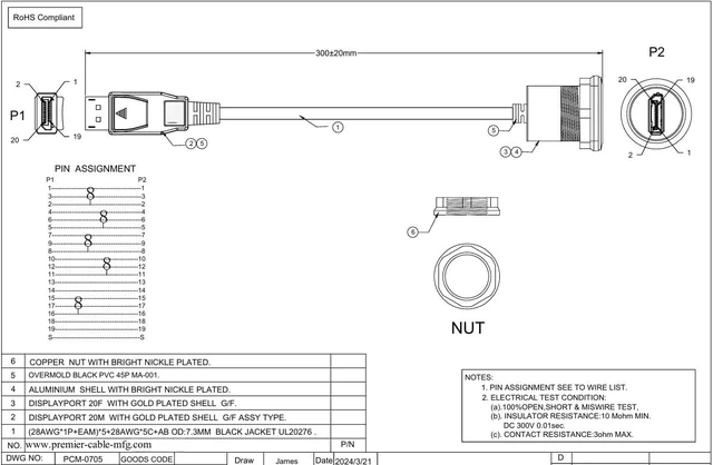 Alt view image 5 of 6 - Displayport 1.2 Male to Female Extension Cable 4K@60Hz DP to DP Flush Dash Panel Mount Converter Pass Through Threaded Fixed Bulkhead Adapter Cord for HDTV HD Digital Audio Video(0.3M/1FT)