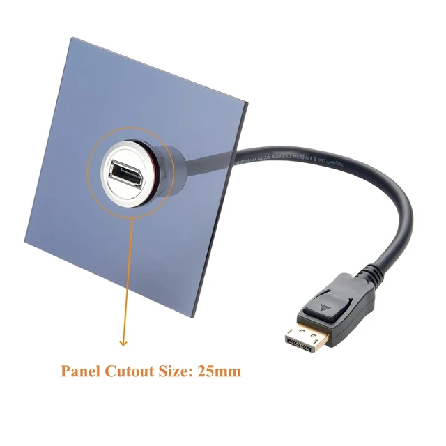 Alt view image 3 of 6 - Displayport 1.2 Male to Female Extension Cable 4K@60Hz DP to DP Flush Dash Panel Mount Converter Pass Through Threaded Fixed Bulkhead Adapter Cord for HDTV HD Digital Audio Video(0.3M/1FT)
